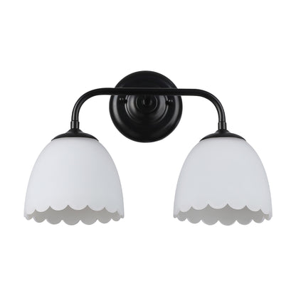 Dorinda 2-Light Vanity Light in Matte Black with Opal Glass - Matte Black / Opal Glass / White - Golden Lighting