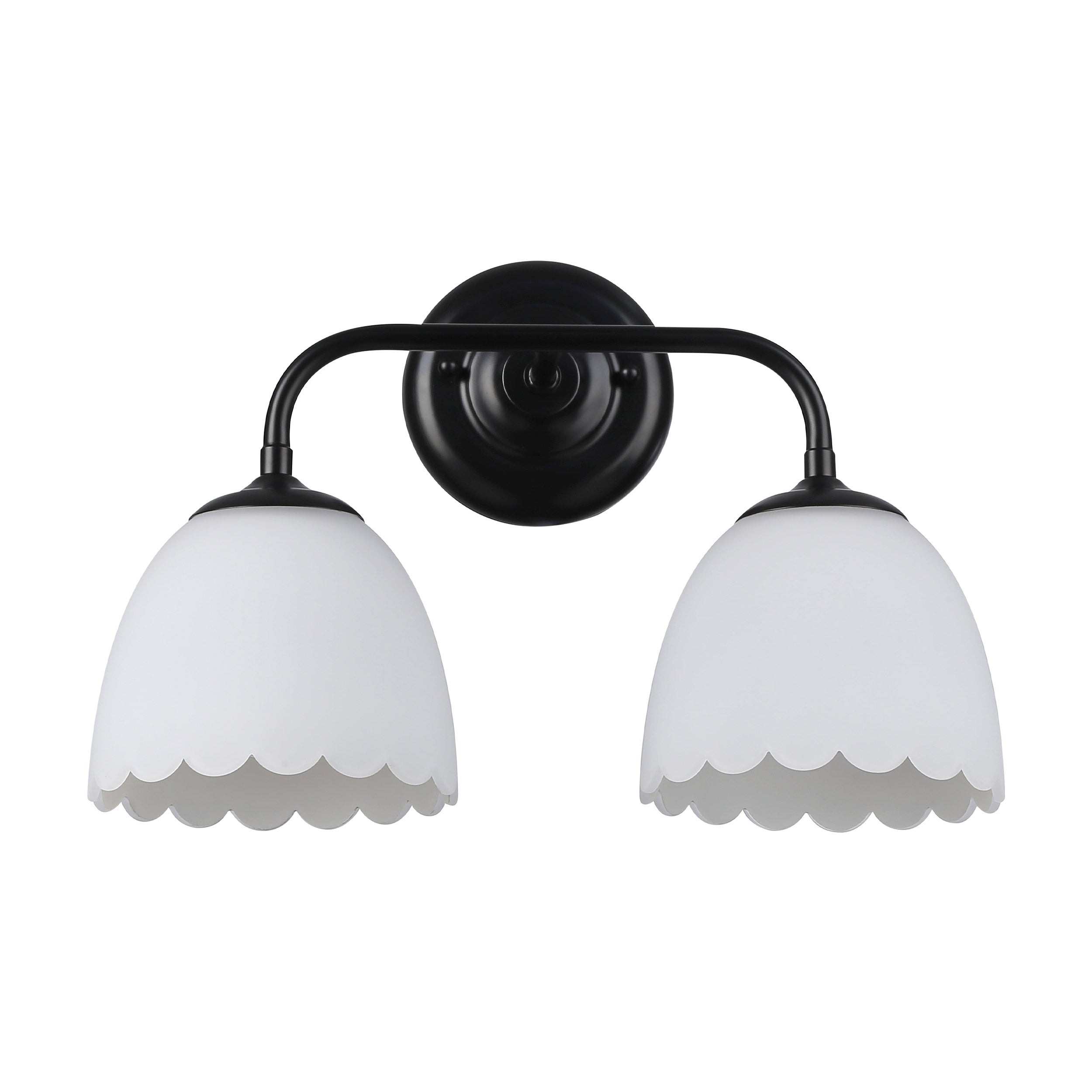 Dorinda 2-Light Vanity Light in Matte Black with Opal Glass - Default Title - Golden Lighting