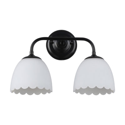 Dorinda 2-Light Vanity Light in Matte Black with Opal Glass - Default Title - Golden Lighting