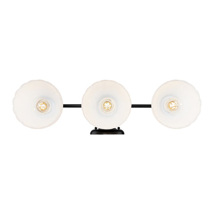 Dorinda 3-Light Vanity Light in Matte Black with Opal Glass - - Golden Lighting