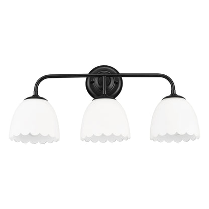 Dorinda 3-Light Vanity Light in Matte Black with Opal Glass - - Golden Lighting
