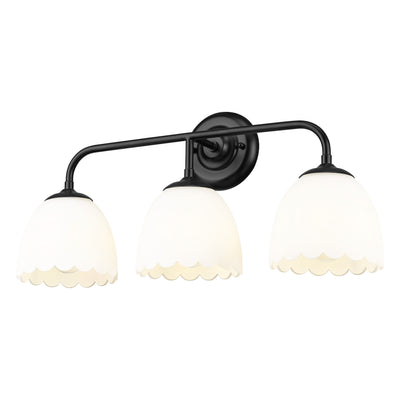 Dorinda 3-Light Vanity Light in Matte Black with Opal Glass - Golden Lighting
