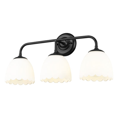 Dorinda 3-Light Vanity Light in Matte Black with Opal Glass - - Golden Lighting