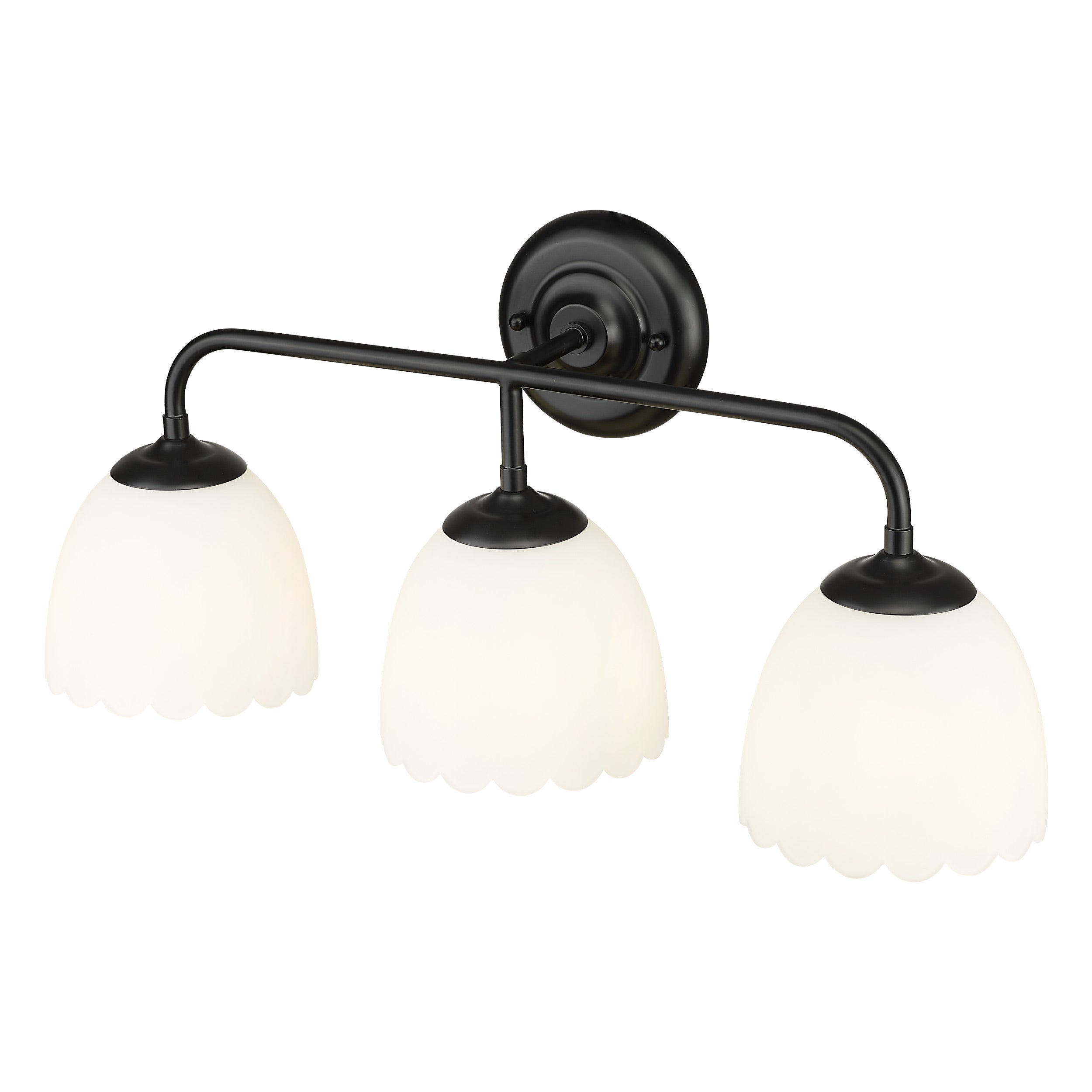 Dorinda 3-Light Vanity Light in Matte Black with Opal Glass - - Golden Lighting