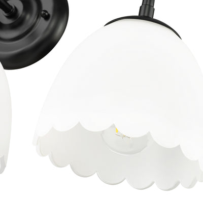 Dorinda 3-Light Vanity Light in Matte Black with Opal Glass, detail close-up - Golden Lighting