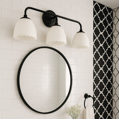 Dorinda 3-Light Vanity Light in Matte Black with Opal Glass - - Golden Lighting