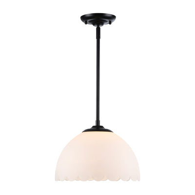 Dorinda 1-Light Pendant in Matte Black with Opal Glass - - Golden Lighting