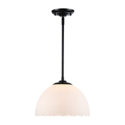 Dorinda 1-Light Pendant in Matte Black with Opal Glass - - Golden Lighting