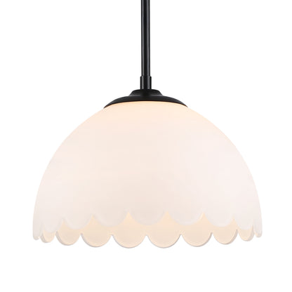 Dorinda 1-Light Pendant in Matte Black with Opal Glass - - Golden Lighting