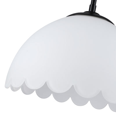 Dorinda 1-Light Pendant in Matte Black with Opal Glass - - Golden Lighting