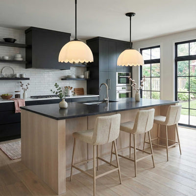 Dorinda 1-Light Pendant in Matte Black with Opal Glass - - Golden Lighting