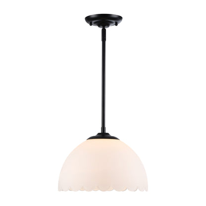 Dorinda 1-Light Pendant in Matte Black with Opal Glass - - Golden Lighting