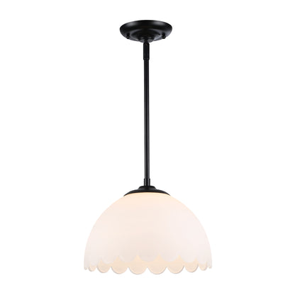 Dorinda 1-Light Pendant in Matte Black with Opal Glass - Default Title - Golden Lighting