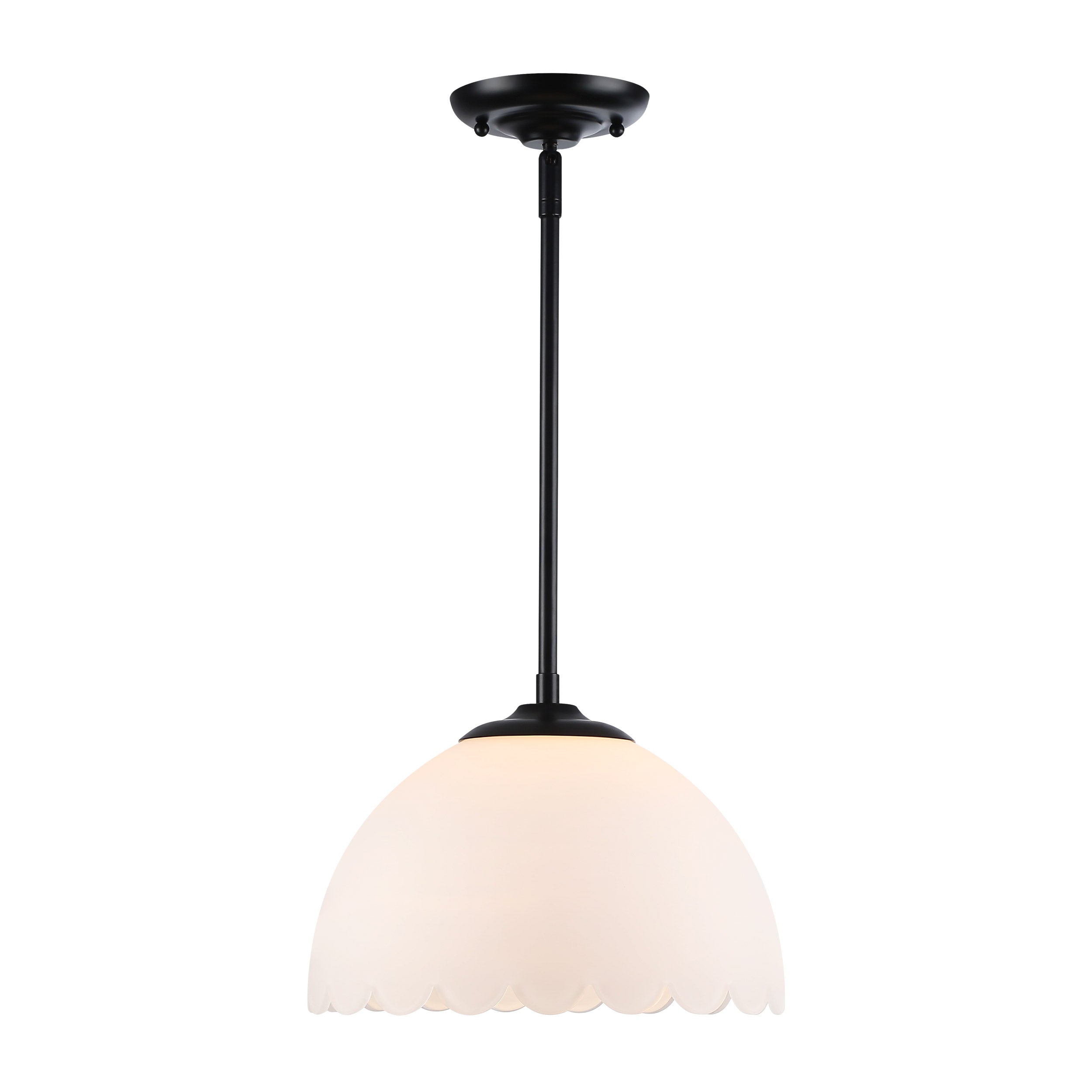 Dorinda 1-Light Pendant in Matte Black with Opal Glass - - Golden Lighting