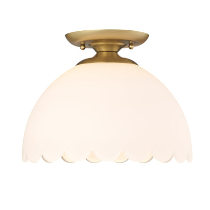 Dorinda Semi-Flush in Brushed Champagne Bronze with Opal Glass Shade - - Golden Lighting