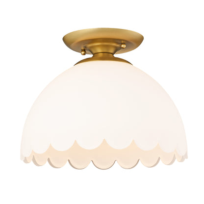 Dorinda Semi-Flush in Brushed Champagne Bronze with Opal Glass Shade - - Golden Lighting