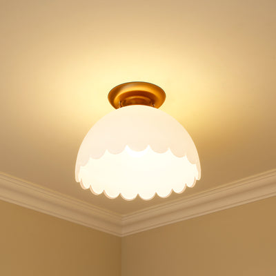 Dorinda Semi-Flush in Brushed Champagne Bronze with Opal Glass Shade - - Golden Lighting