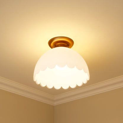 Dorinda Semi-Flush in Brushed Champagne Bronze with Opal Glass Shade - - Golden Lighting