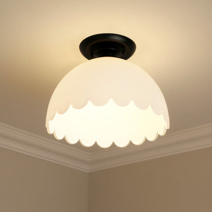 Dorinda BLK Semi-Flush in Matte Black with Opal Shade - - Golden Lighting