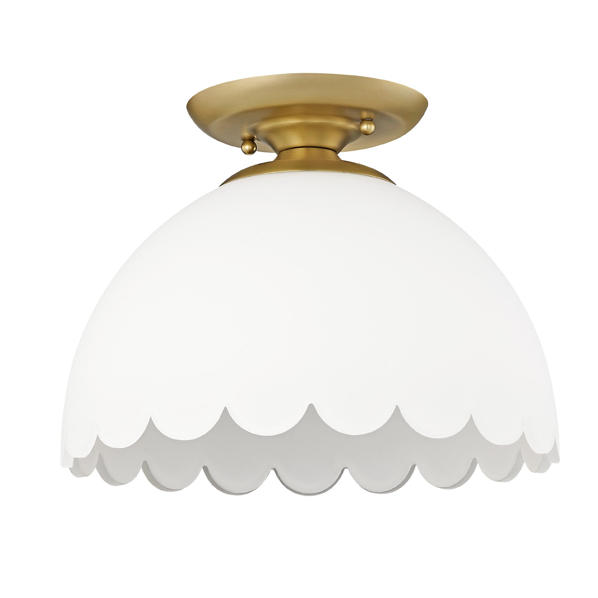 Dorinda Semi-Flush in Brushed Champagne Bronze with Opal Glass Shade - - Golden Lighting
