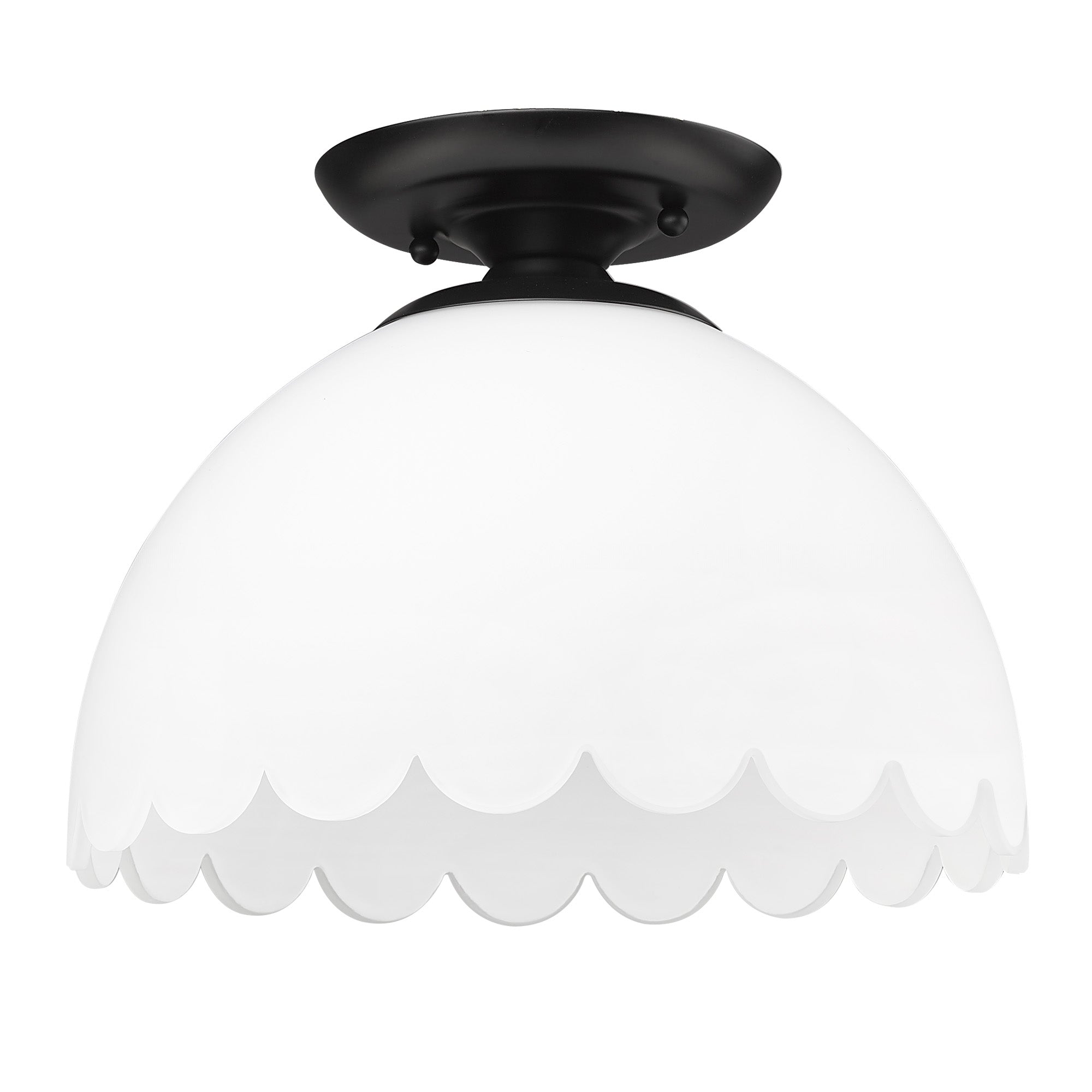 Dorinda BLK Semi-Flush in Matte Black with Opal Shade - - Golden Lighting