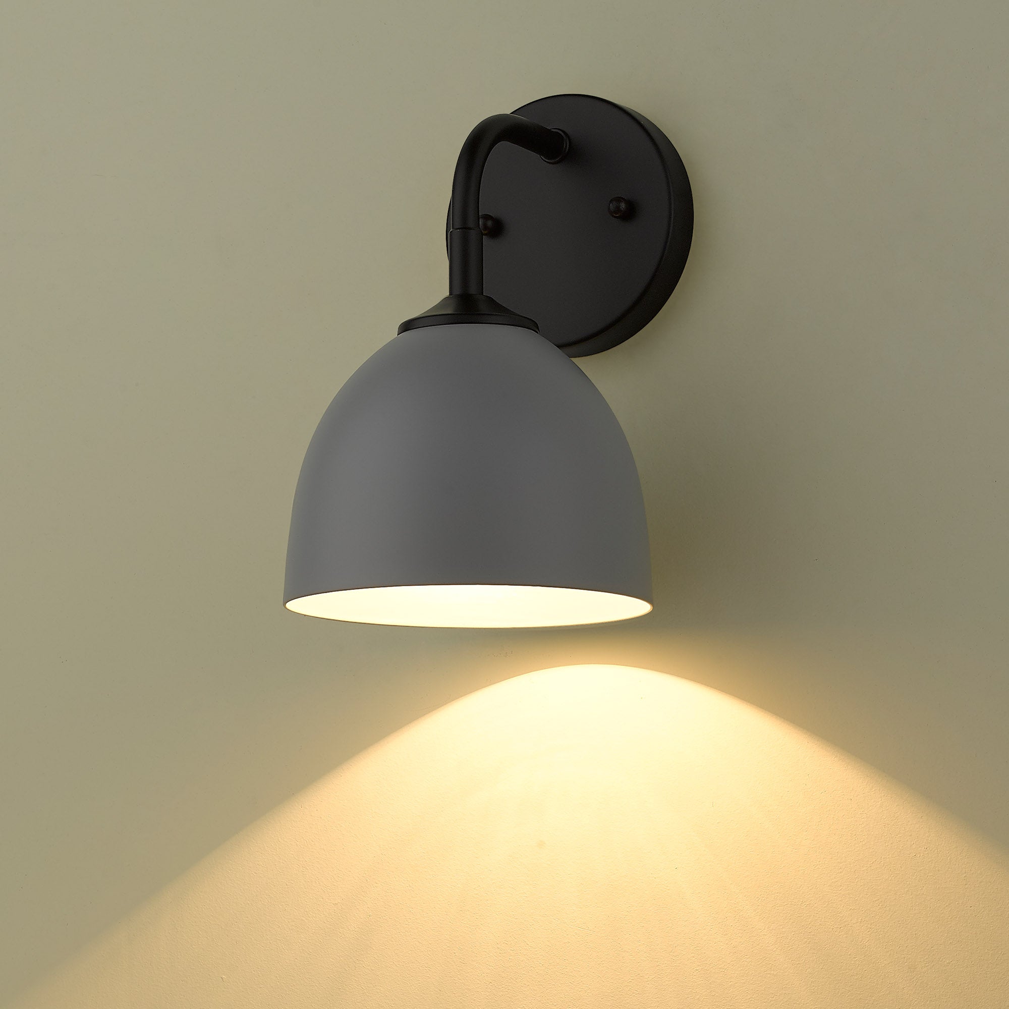 Zoey 1-light Wall Sconce in Matte Black and Matte Gray shade - - Golden Lighting