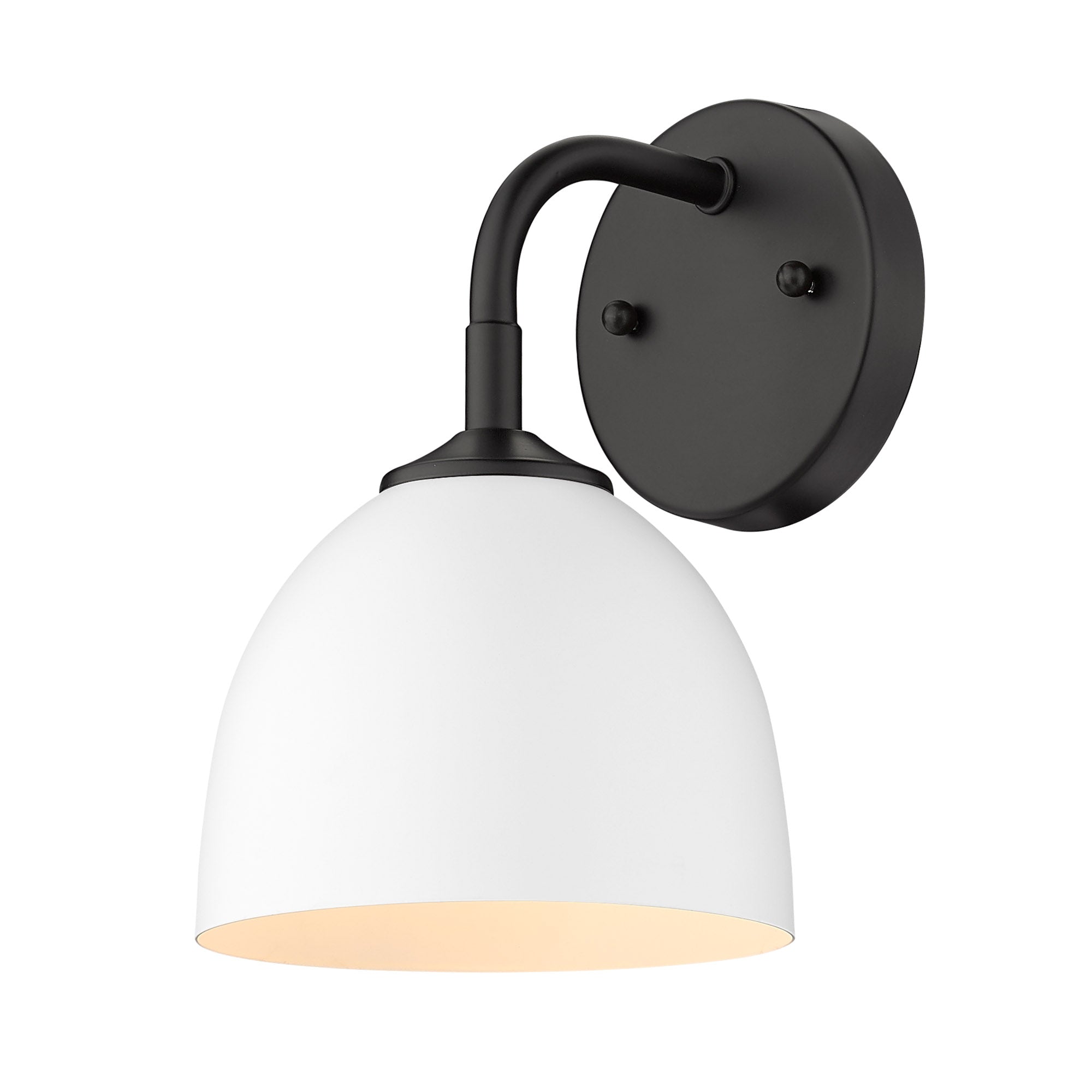 Zoey 1-light Wall Sconce in Matte Black and Matte White shade - - Golden Lighting