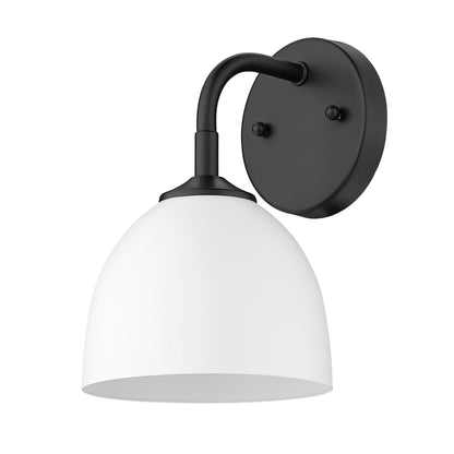 Zoey 1-light Wall Sconce in Matte Black and Matte White shade - - Golden Lighting