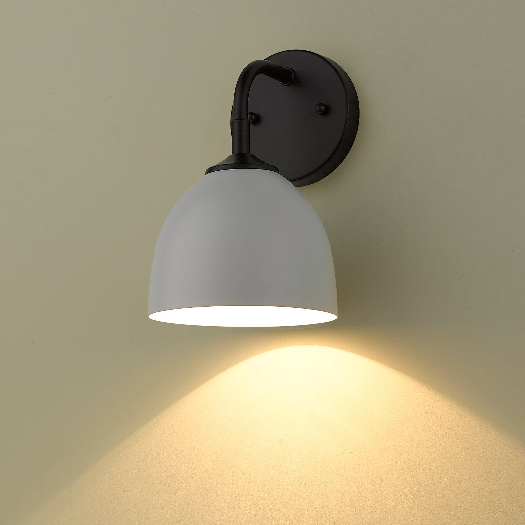 Zoey 1-light Wall Sconce in Matte Black and Matte White shade - - Golden Lighting