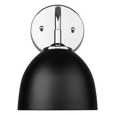 Zoey 1-light Wall Sconce in Chrome and Matte Black shade - - Golden Lighting