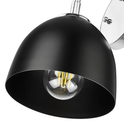 Zoey 1-light Wall Sconce in Chrome and Matte Black shade - - Golden Lighting