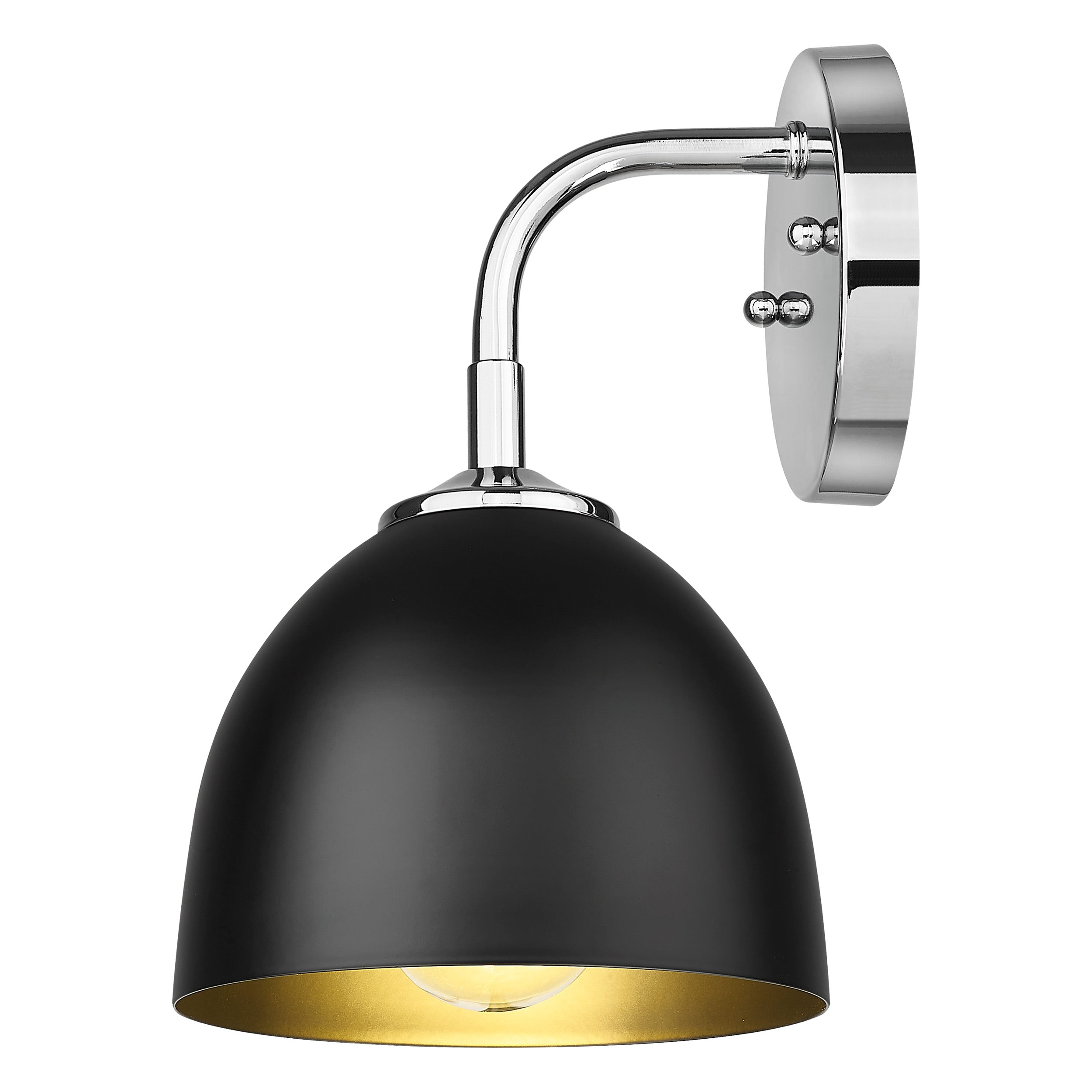 Zoey 1-light Wall Sconce in Chrome and Matte Black shade - - Golden Lighting