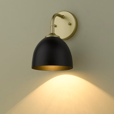 Zoey 1-light Wall Sconce in Olympic Gold and Matte Black shade - - Golden Lighting