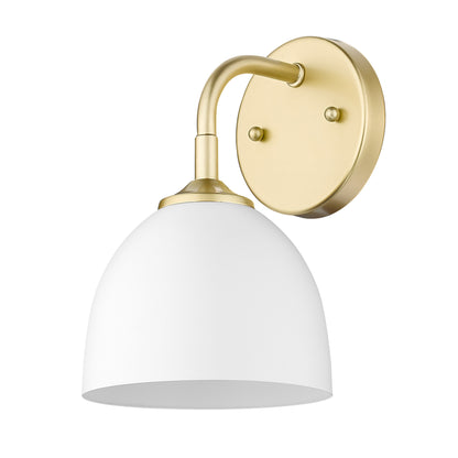 Zoey 1-light Wall Sconce in Olympic Gold and Matte White shade - - Golden Lighting