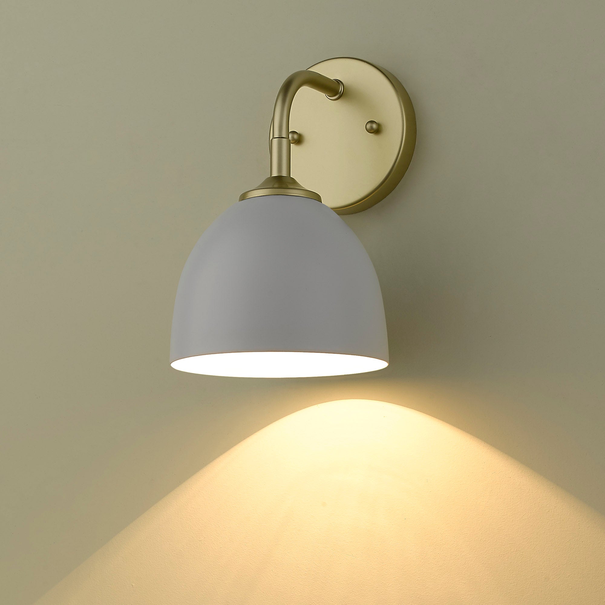 Zoey 1-light Wall Sconce in Olympic Gold and Matte White shade - - Golden Lighting