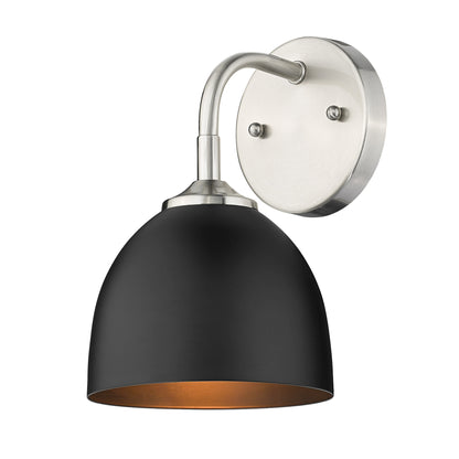 Zoey 1-light Wall Sconce in Pewter and Matte Black shade - - Golden Lighting