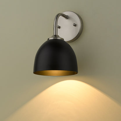 Zoey 1-light Wall Sconce in Pewter and Matte Black shade - - Golden Lighting