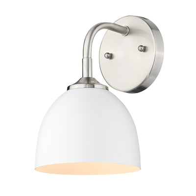 Zoey 1-light Wall Sconce in Pewter and Matte White shade - - Golden Lighting
