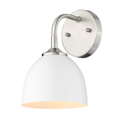 Zoey 1-light Wall Sconce in Pewter and Matte White shade - - Golden Lighting