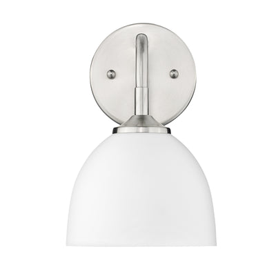 Zoey 1-light Wall Sconce in Pewter and Matte White shade - - Golden Lighting