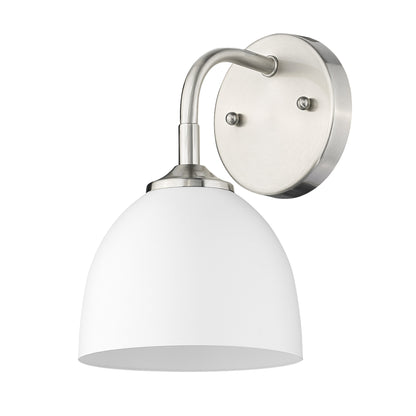 Zoey 1-light Wall Sconce in Pewter and Matte White shade - - Golden Lighting