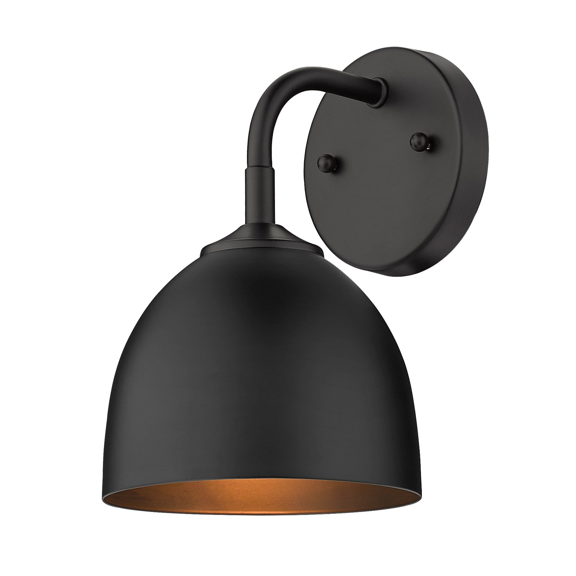 Zoey 1-Light Wall Sconce in Matte Black with Matte Black Shade - - Golden Lighting