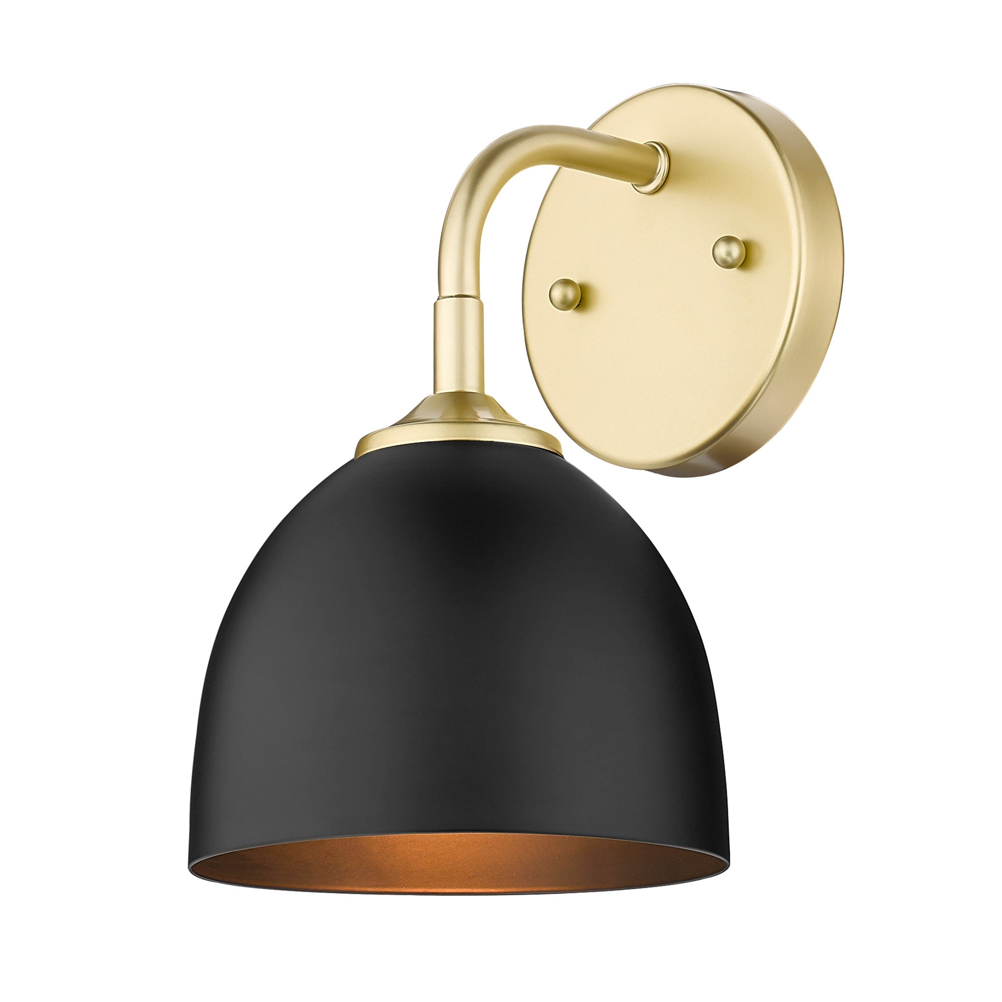 Zoey 1-Light Wall Sconce in Olympic Gold with Matte Black Shade - - Golden Lighting