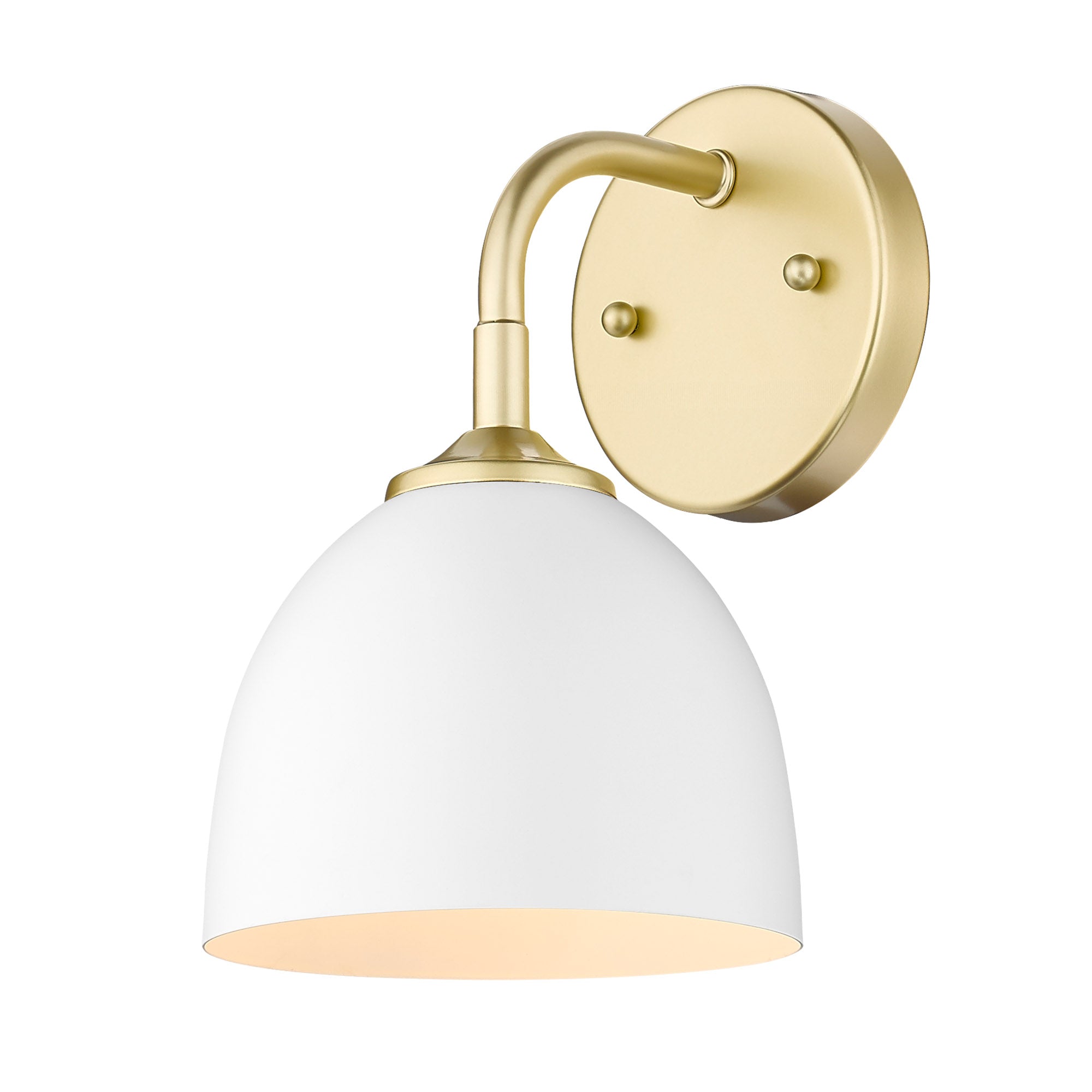 Zoey 1-Light Wall Sconce in Olympic Gold with Matte White Shade - - Golden Lighting