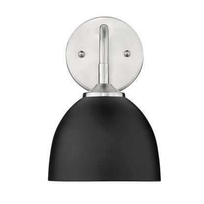 Zoey 1-Light Wall Sconce in Pewter with Matte Black Shade - Pewter / Matte Black / Black - Golden Lighting