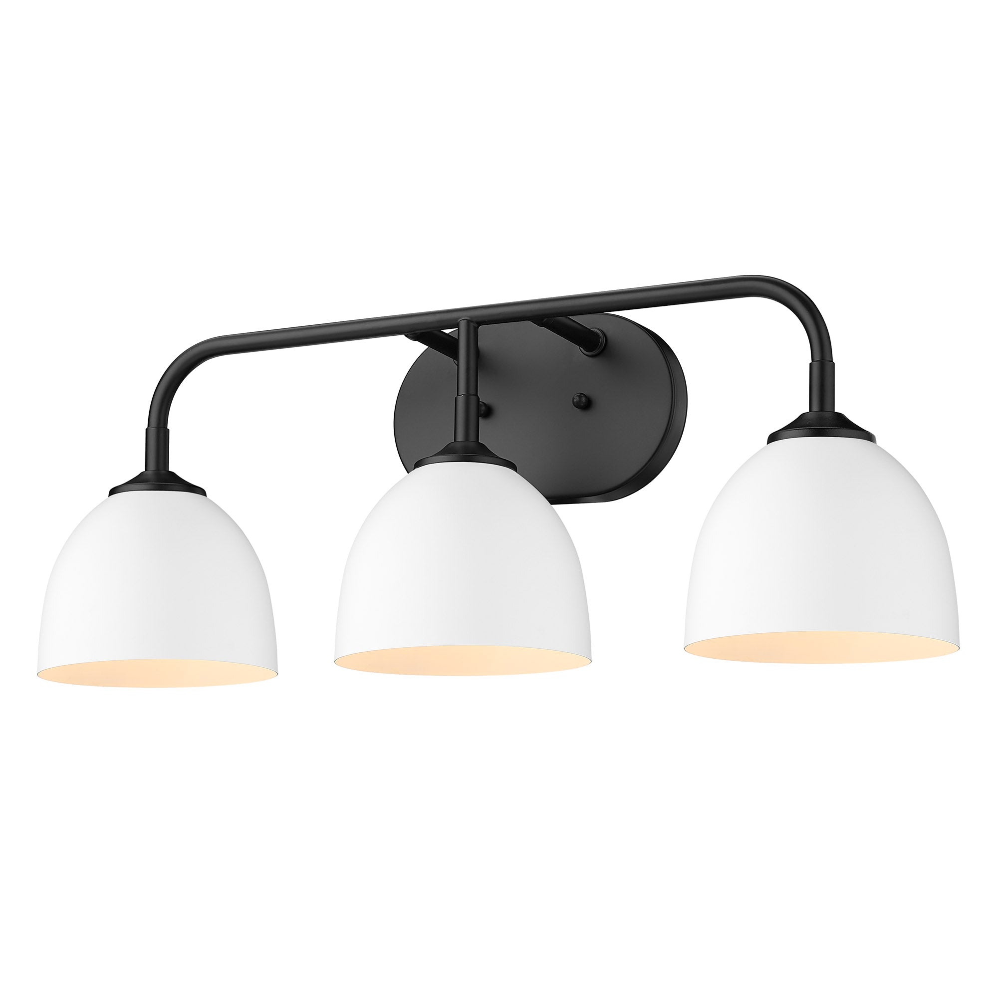 Zoey 3-light Vanity in Matte Black and Matte White shade - - Golden Lighting