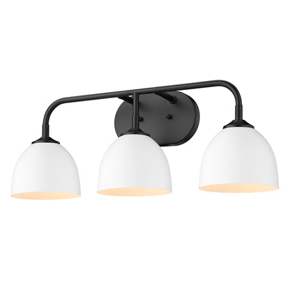 Zoey 3-light Vanity in Matte Black and Matte White shade - - Golden Lighting