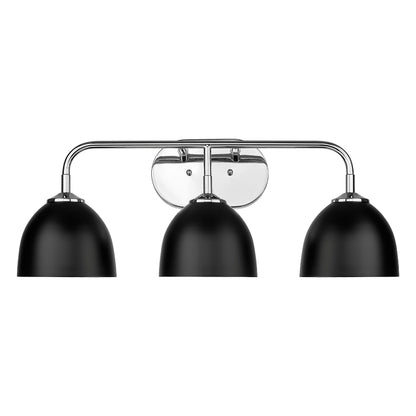 Zoey 3-light Vanity in Chrome and Matte Black shade - - Golden Lighting