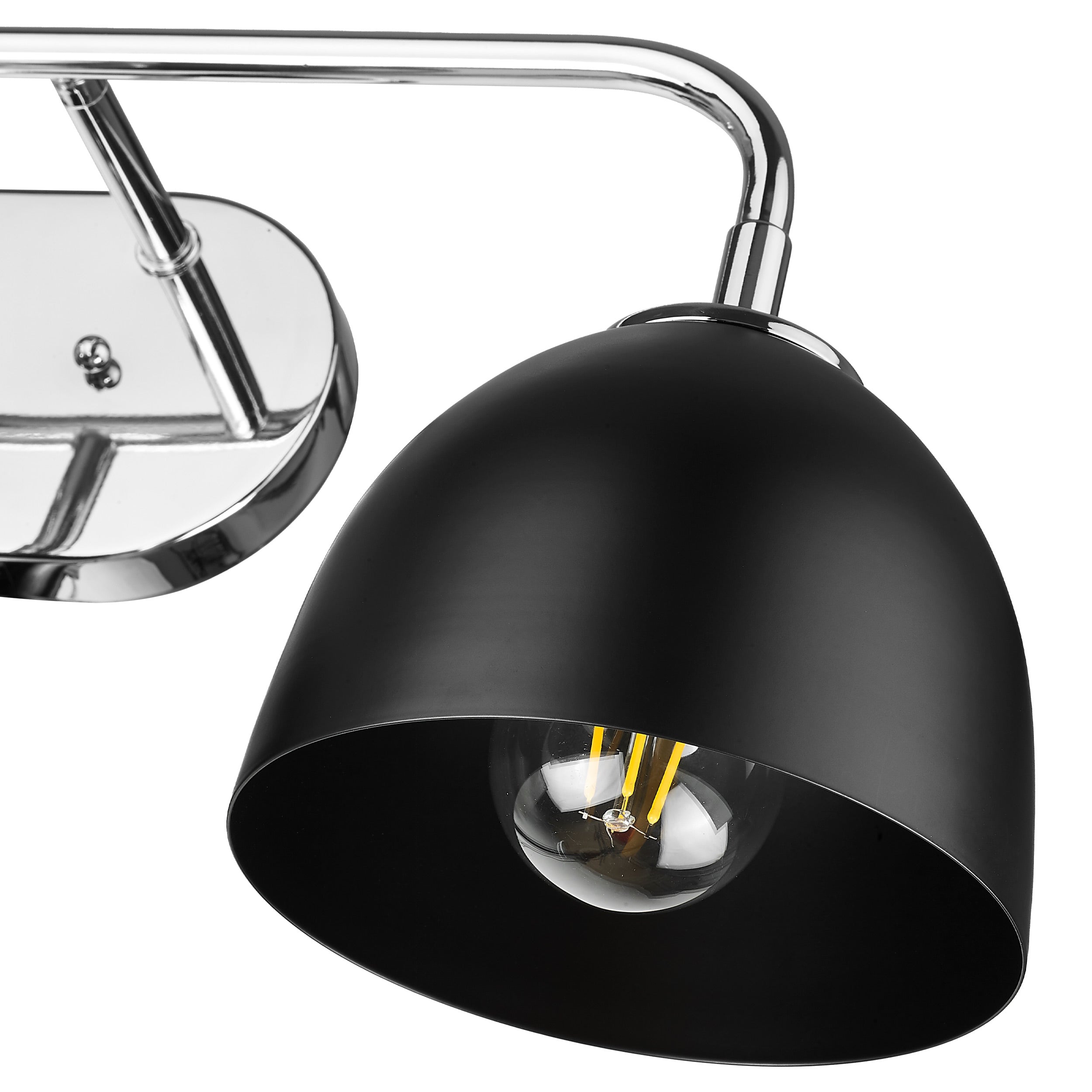 Zoey 3-light Vanity in Chrome and Matte Black shade - - Golden Lighting