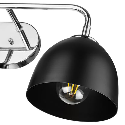 Zoey 3-light Vanity in Chrome and Matte Black shade - - Golden Lighting